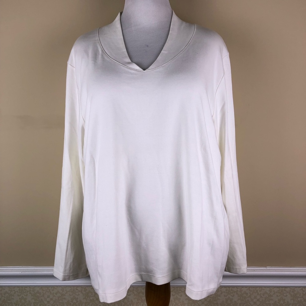 LIZ CLAIBORNE Off White Long Sleeve Top Size 3X